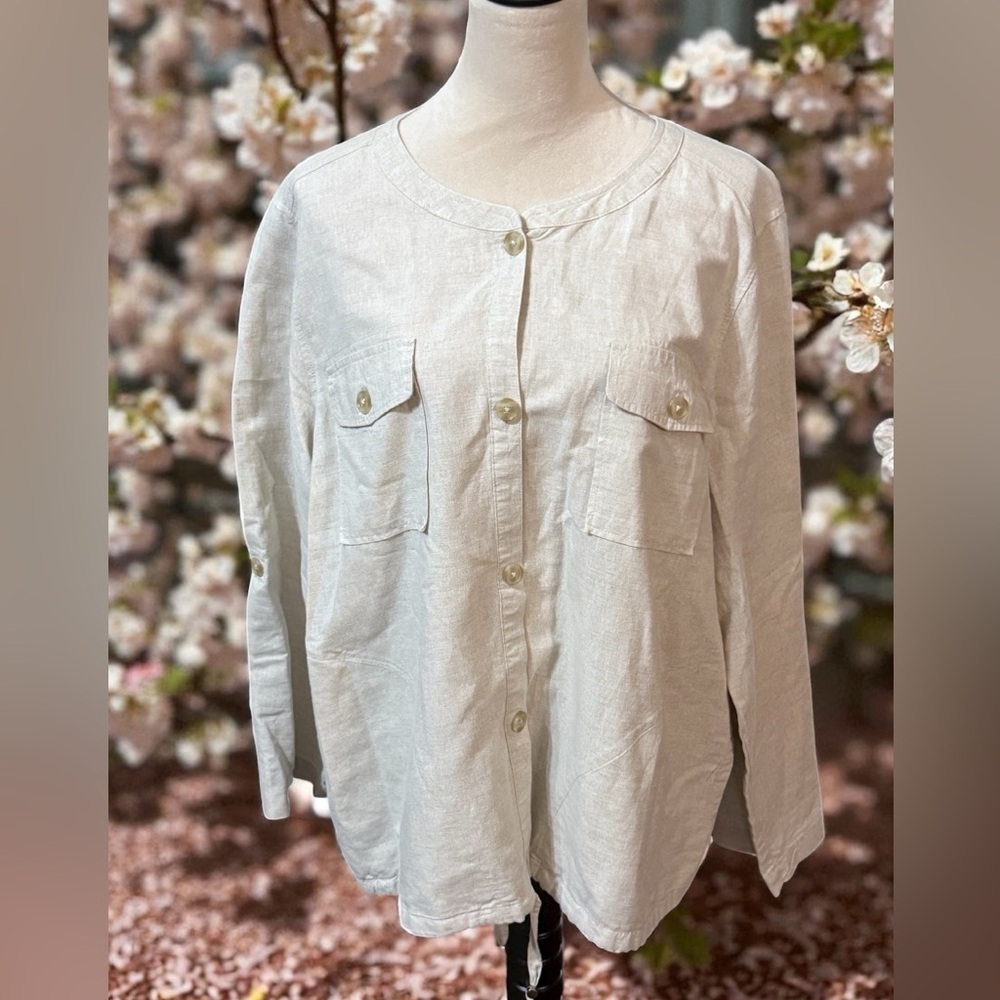 Liz Claiborne Womens Linen Blend Shacket